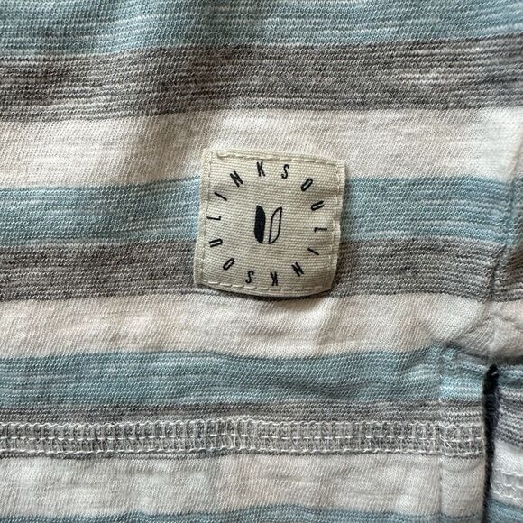 LINKSOUL Polo Shirt Mens 2XL Blue/Gray Horizontal Striped Golf Rugby - Picture 3 of 6